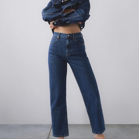 Everlane The Way High Jean Dark Wash Denim Straight Button Fly Regular - Picture 1 of 11